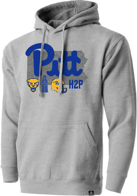 Mens Grey Pitt Panthers Mixed Media State Shape Long Sleeve Fashion Hood