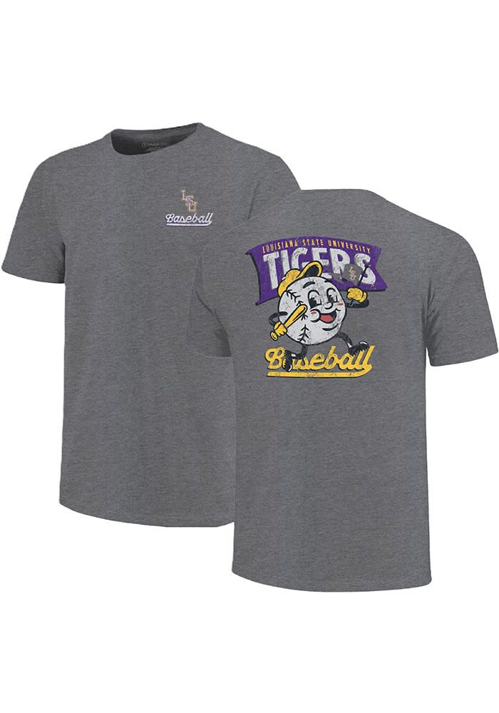 LSU Tigers GREY Retro Baseball Pennant Short Sleeve Fashion