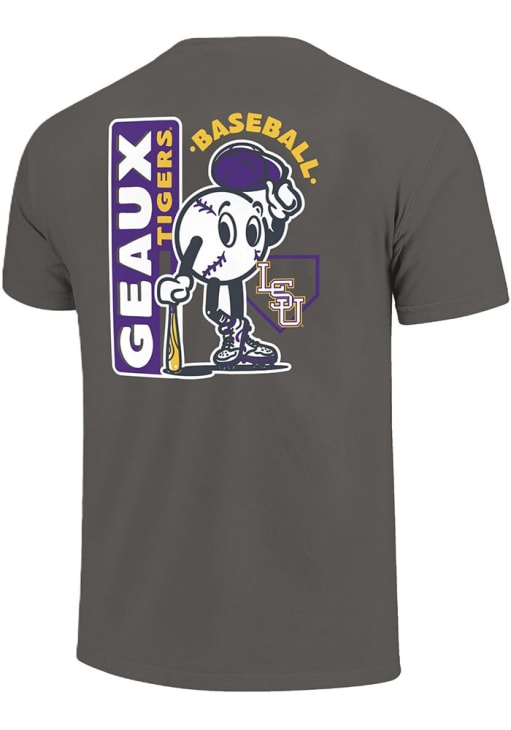 LSU Tigers Grey Retro Baseball Short Sleeve T Shirt