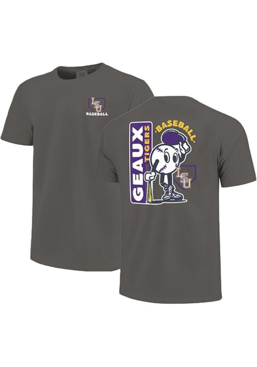 LSU Tigers Grey Retro Baseball Short Sleeve T Shirt