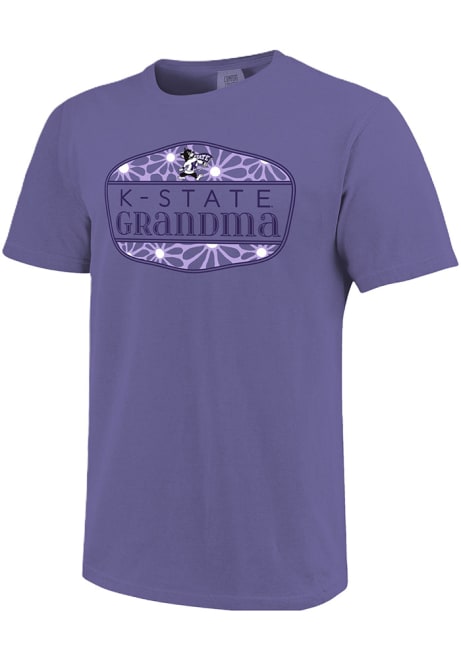 K-State Wildcats Grandma Floral Shield Short Sleeve T-Shirt - Purple