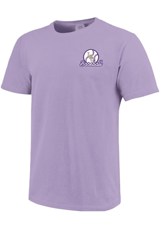 LSU Tigers Womens Purple Patterned Baseball Shield Short Sleeve T-Shirt
