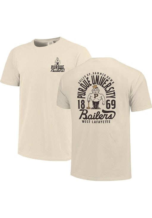 Purdue Boilermakers Ivory Vintage Mascot Overlay Short Sleeve Fashion T Shirt