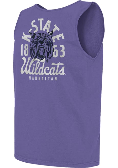 Mens Purple K-State Wildcats Comfort Colors Mascot Overlay Short Sleeve Tank Top
