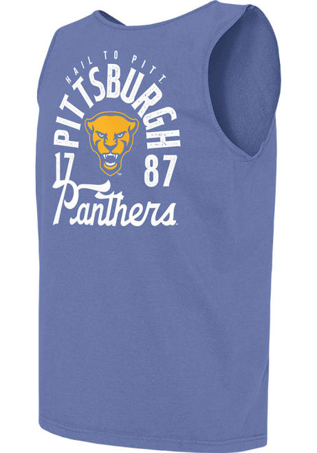 Mens Blue Pitt Panthers Comfort Colors Mascot Overlay Short Sleeve Tank Top