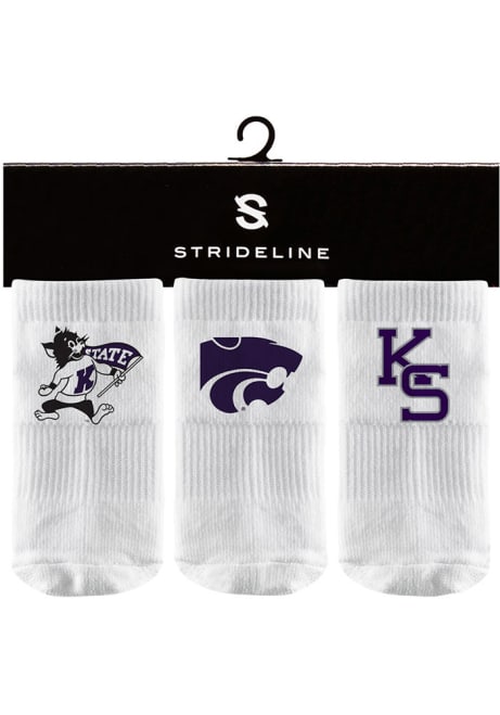K-State Wildcats Strideline 3 Pack Baby Quarter Socks