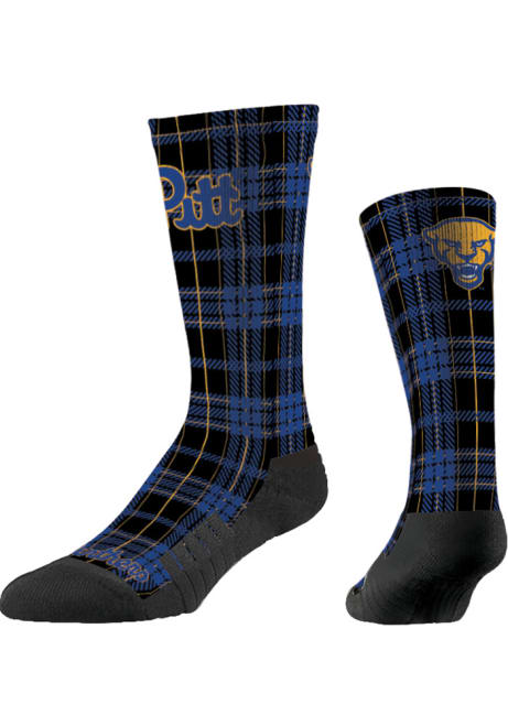 Pitt Panthers Strideline Collegiate Plaid Mens Dress Socks - Blue