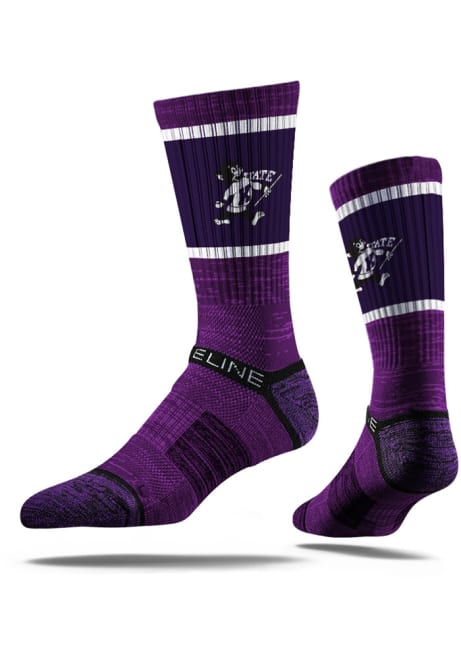 K-State Wildcats Strideline Fashion Logo Premium Mens Crew Socks - Purple