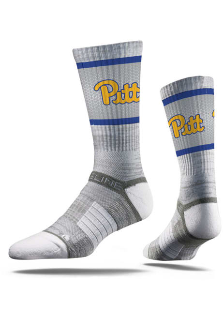 Pitt Panthers Strideline Team Logo Mens Crew Socks - Grey