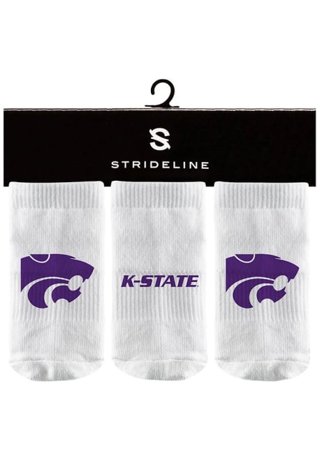 K-State Wildcats Strideline 3PK Baby Quarter Socks - White