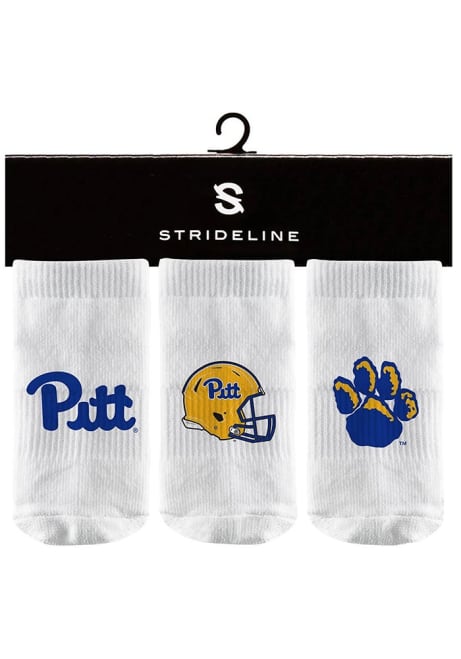 Pitt Panthers Strideline 3PK Baby Quarter Socks - White