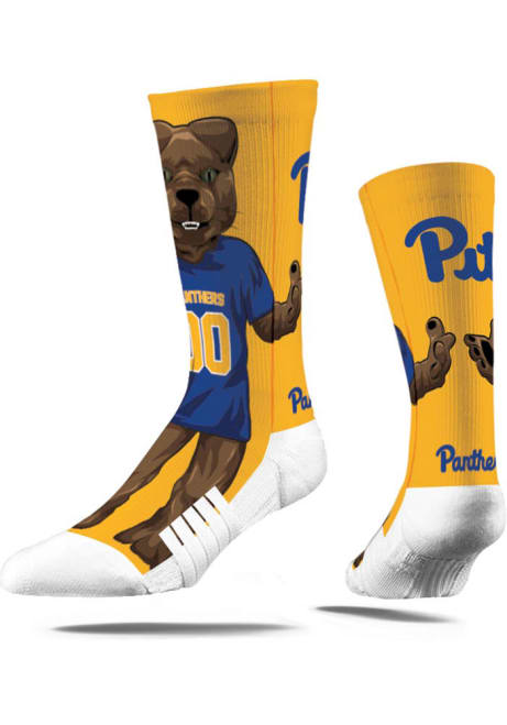 Pitt Panthers Strideline Mascot Mens Crew Socks - Blue