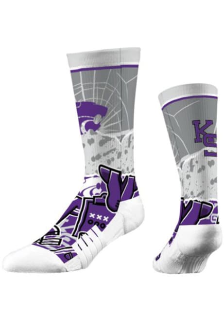K-State Wildcats Strideline Tear Out Mens Crew Socks - Purple