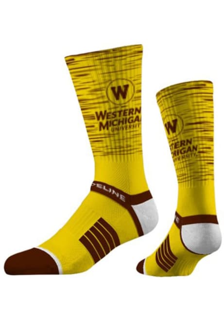 Western Michigan Broncos Strideline Colorblock Premium Knit Mens Crew Socks - Yellow