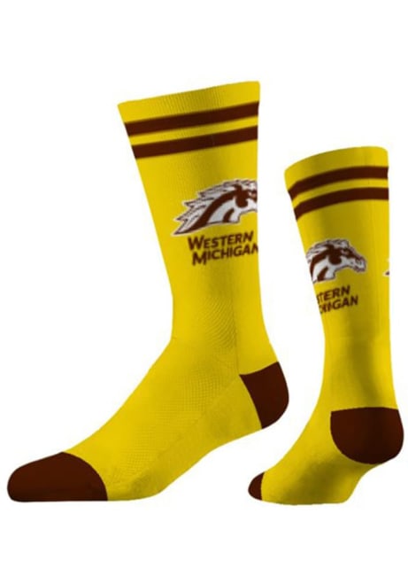 Western Michigan Broncos Strideline Fashion Logo Original Knit Mens Crew Socks - Yellow