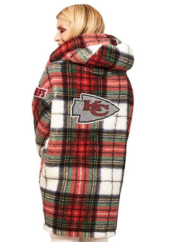 Kansas City Chiefs Jill Martin Womens Red Plaid Lounger Medium