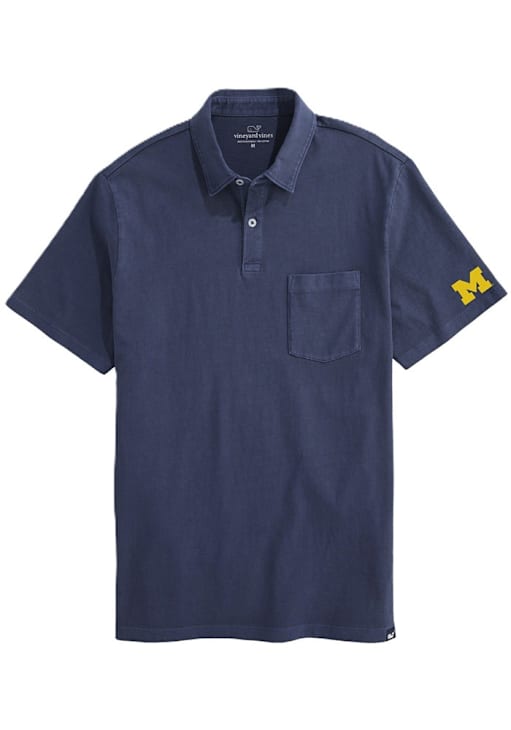Vineyard Vines Michigan Wolverines Mens NAVY Surf Short Sleeve