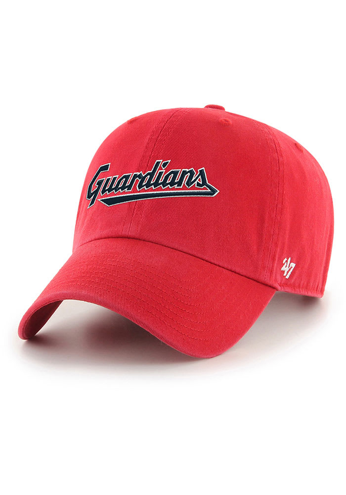 47 Cleveland Guardians Red Script Clean Up Adjustable Hat