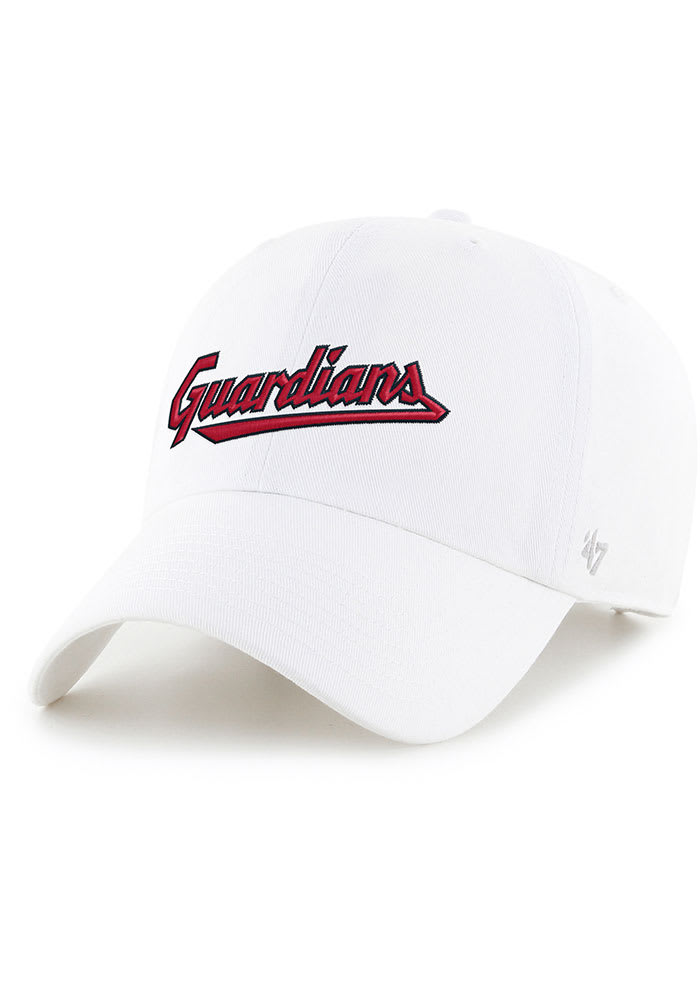 47 Cleveland Guardians WHITE Script Clean Up Adjustable Hat