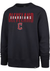 Main image for 47 Cleveland Guardians Mens Navy Blue Overlay Headline Long Sleeve Crew Sweatshirt