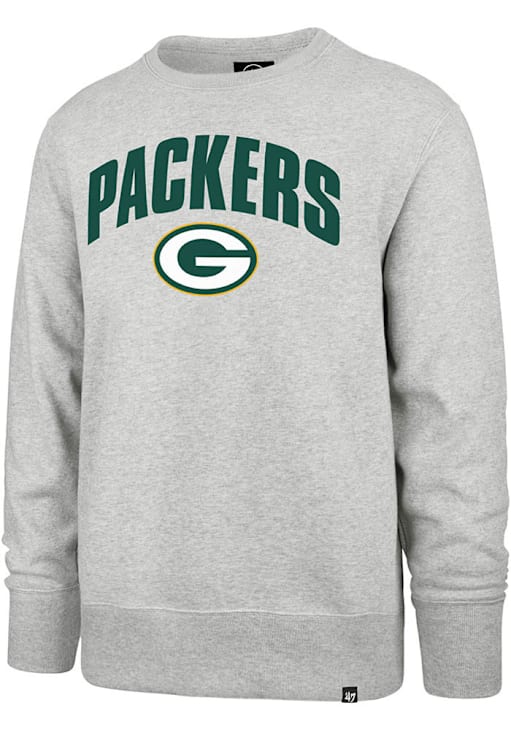 47 Green Bay Packers Mens GREY Strider Headline Crew Sweatshirt