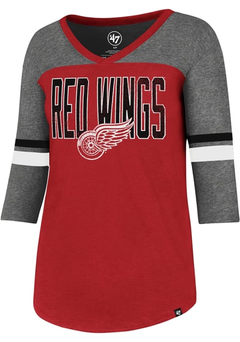 47 Detroit Red Wings Womens Red Club Rush Long Sleeve V-Neck