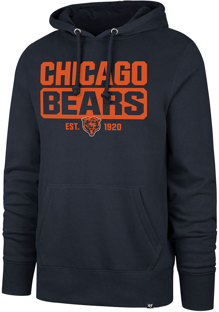 47 Chicago Bears Mens NAVY BOX OUT HEADLINE Hoodie - 480002737