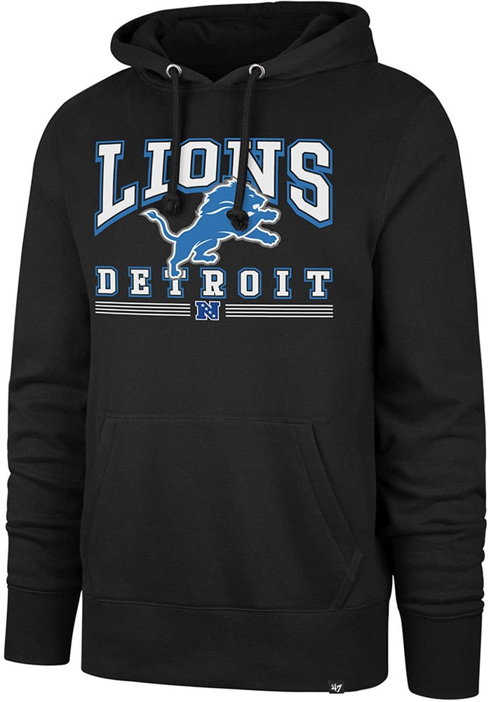 47 Detroit Lions Mens Wordmark Headline Hoodie BLACK