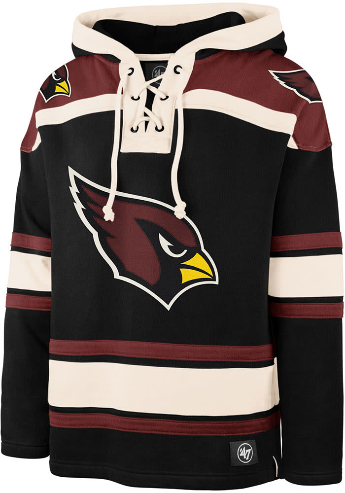 47 Arizona Cardinals Mens BLACK Superior Lacer Long Sleeve Fashion