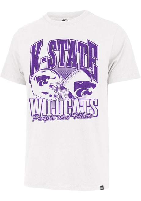 K-State Wildcats White 47 Big Number 1 Graphic Short Sleeve Fashion T Shirt