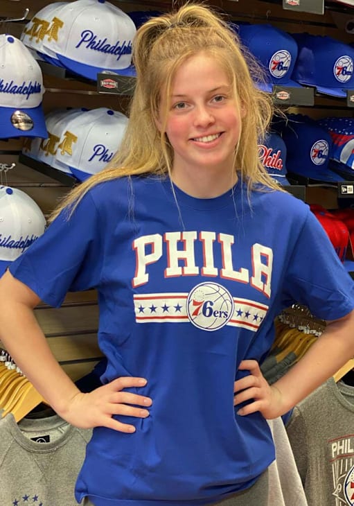 47 Philadelphia 76ers ROYAL Show Up Short Sleeve T Shirt 48004107