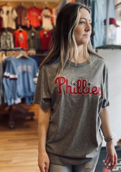 47 Philadelphia Phillies Grey Wordmark Short Sleeve T Shirt