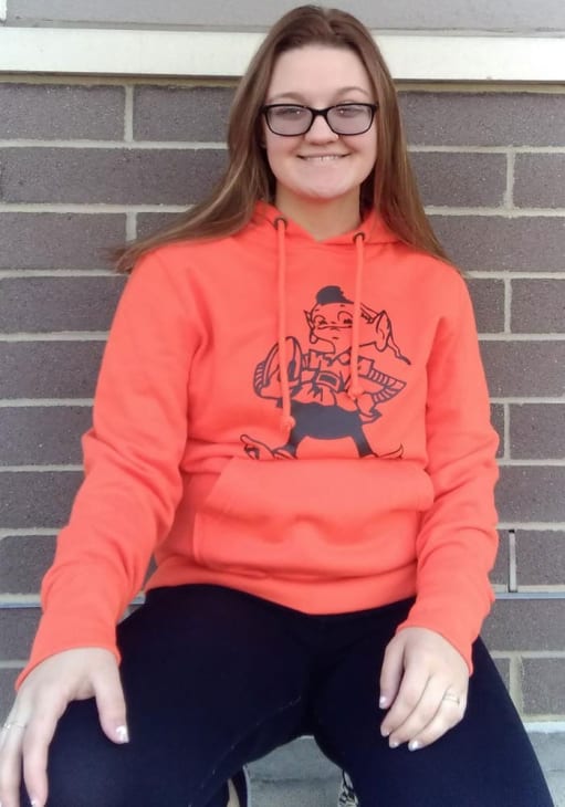 47 Cleveland Browns Mens Orange Pop Imprint Headline Long Sleeve Hoodie