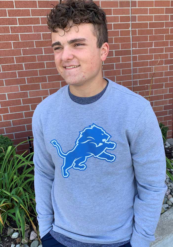 47 Detroit Lions Mens GREY Imprint Headline Crew Sweatshirt - 48006766