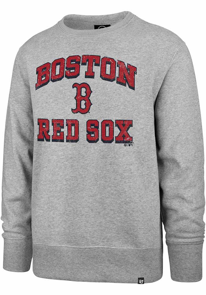 47 Boston Red Sox Mens GREY Grounder Headline Crew Sweatshirt