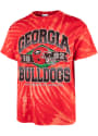Georgia Bulldogs 47 Tie Dye Brickhouse Vintage Tubular Fashion T Shirt - Red