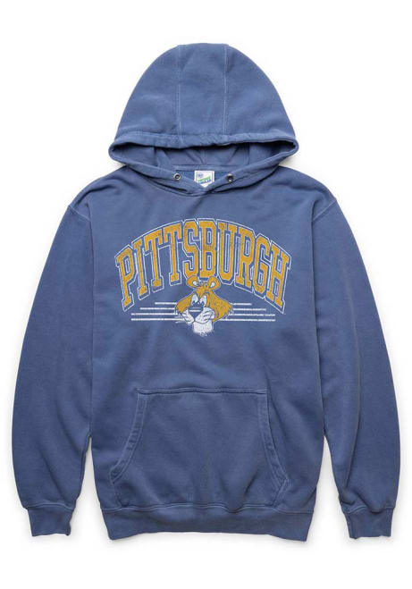 Mens Pitt Panthers Blue 47 Sun Fade Pierce Long Sleeve Fashion Hood