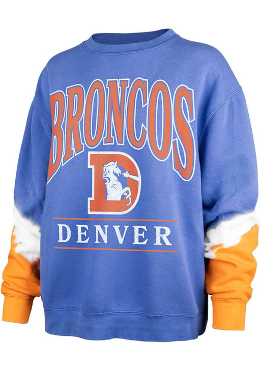 Denver Broncos 47 Crew Sweatshirt Womens BLUE Sleeve Dye Long