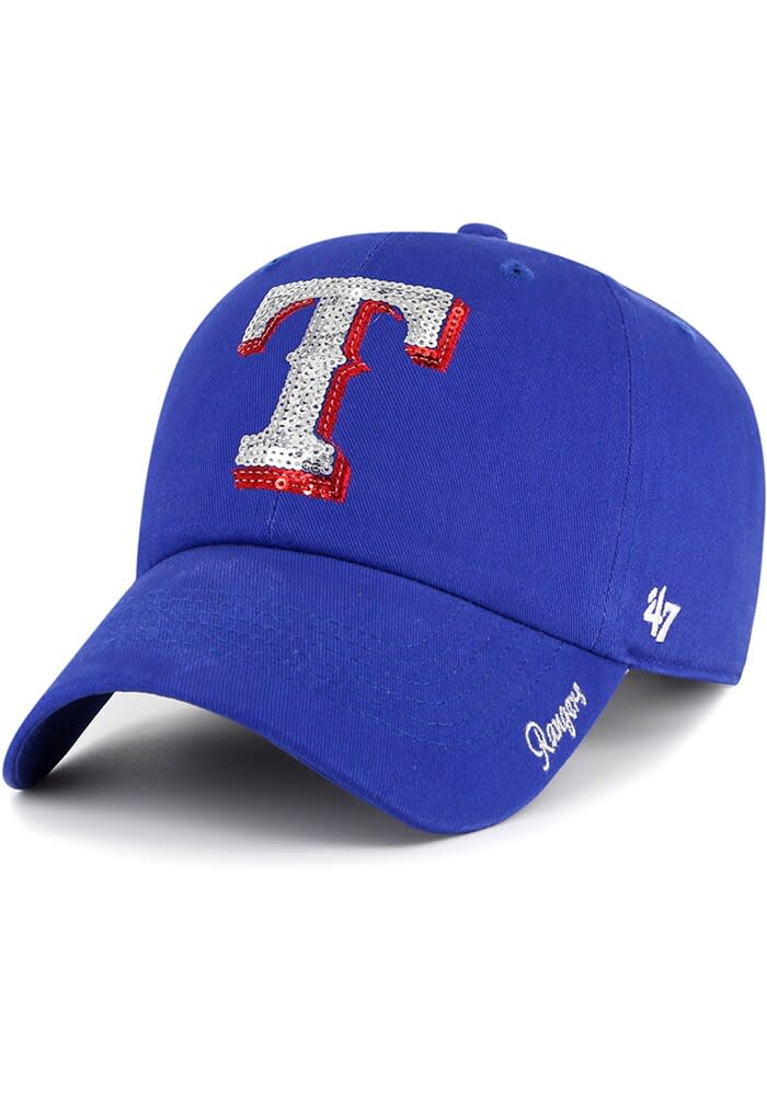 Texas Rangers 47 Womens ROYAL Sparkle Clean Up Adjustable Hat