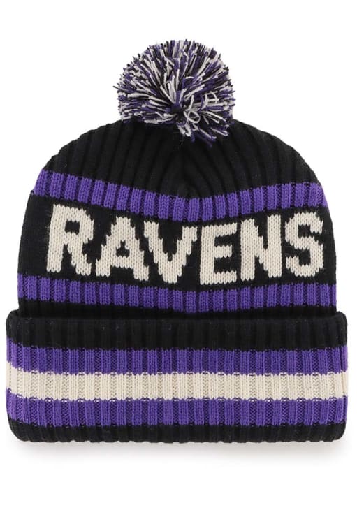 47 Baltimore Ravens Black Bering Cuff Mens Knit Hat