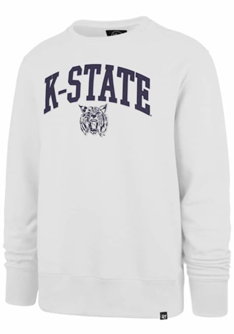 Mens K-State Wildcats White 47 Arch Gamebreak Crew Sweatshirt