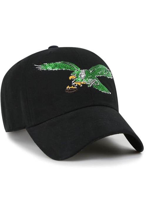 47 Philadelphia Eagles Black Retro Sparkle 47 Clean Up Womens Adjustable Hat