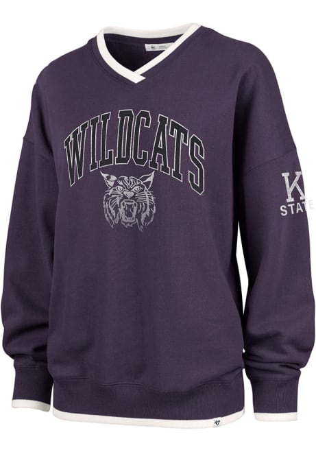 Womens K-State Wildcats Purple 47 Clubhouse Eighties Crew Sweatshirt