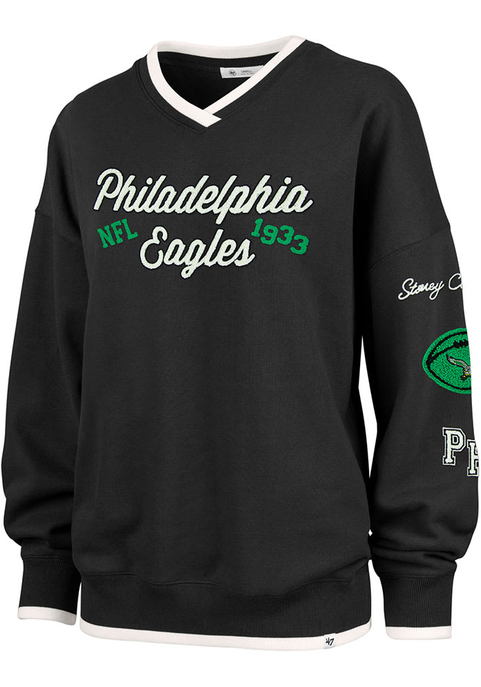 Women s Stoney Clover Lane x 47 Black Philadelphia Eagles Eighties Pullover Sweatshirt Size Small