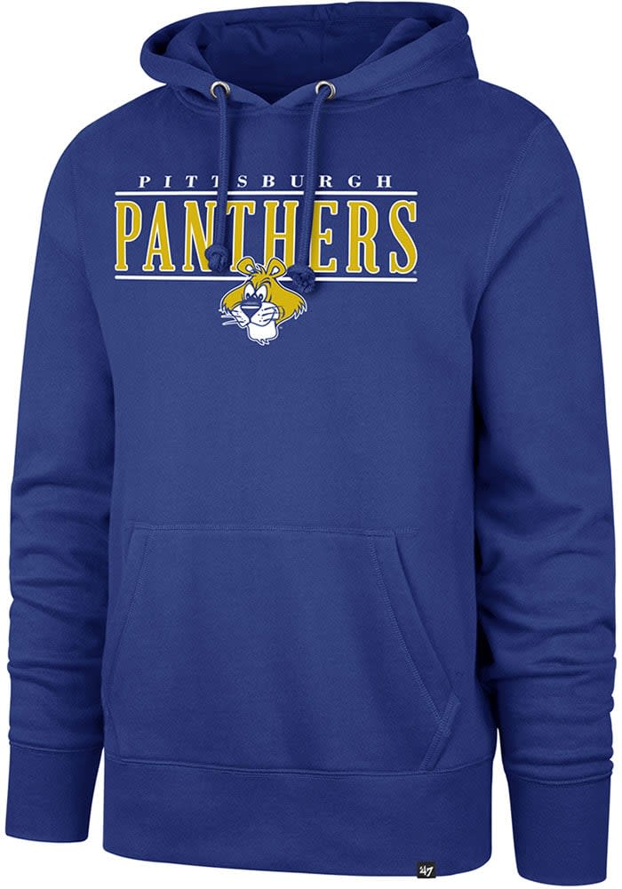 47 Pitt Panthers Mens Blue City Line Headline Hood Long Sleeve Hoodie Blue 100 Cotton Size XL