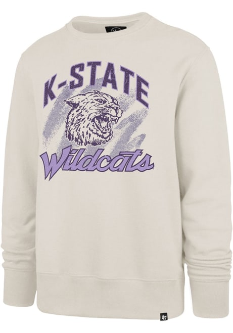 Mens K-State Wildcats White 47 Shader Headline Crew Sweatshirt