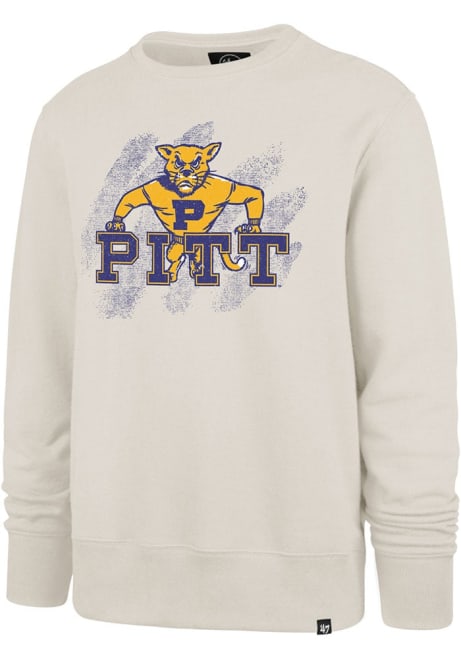 Mens Pitt Panthers White 47 Shader Headline Crew Sweatshirt