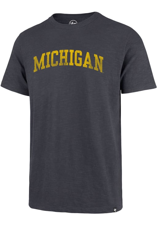 47 Michigan Wolverines Blue Wordmark Design Short Sleeve Fashion T Shirt