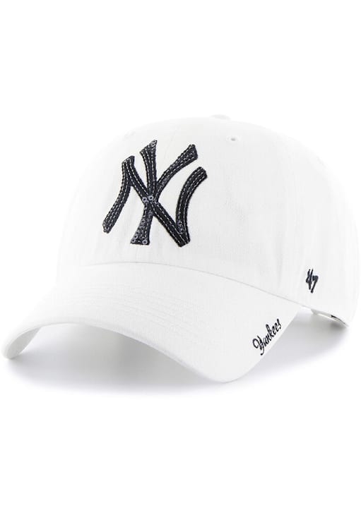 New York Yankees 47 Womens White Sparkle '47 Clean Up Adjustable