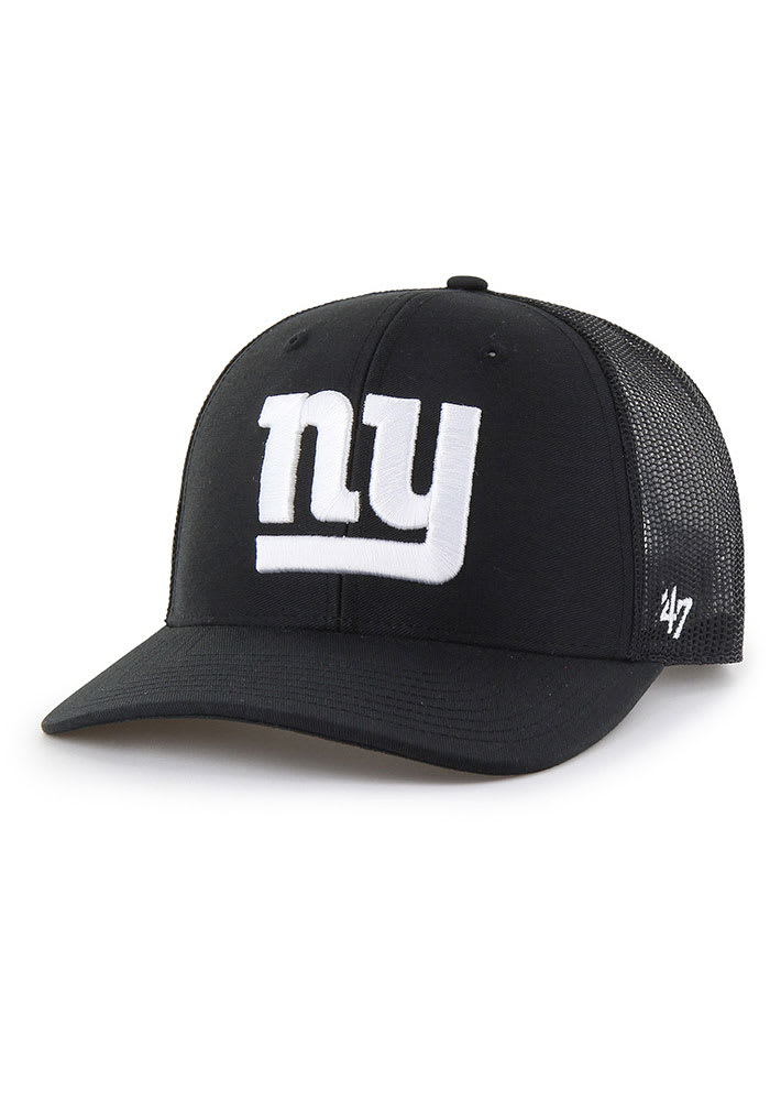 47 New York Giants BLACK Strap Trucker Adjustable Hat - 48023414